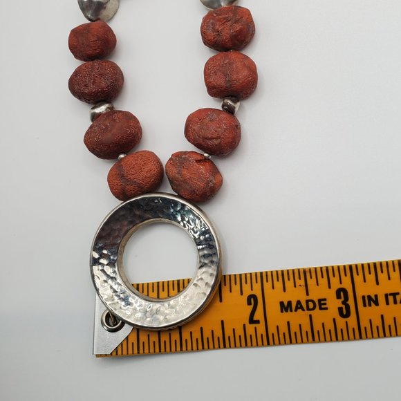 SILPADA Red Sponge Coral Necklace w Silver Pendant - N1370 HTF - Picture 6 of 13